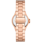 Michael Kors Lennox MK7279 Rose Gold Watch with Crystal Bezel and Silver Dial