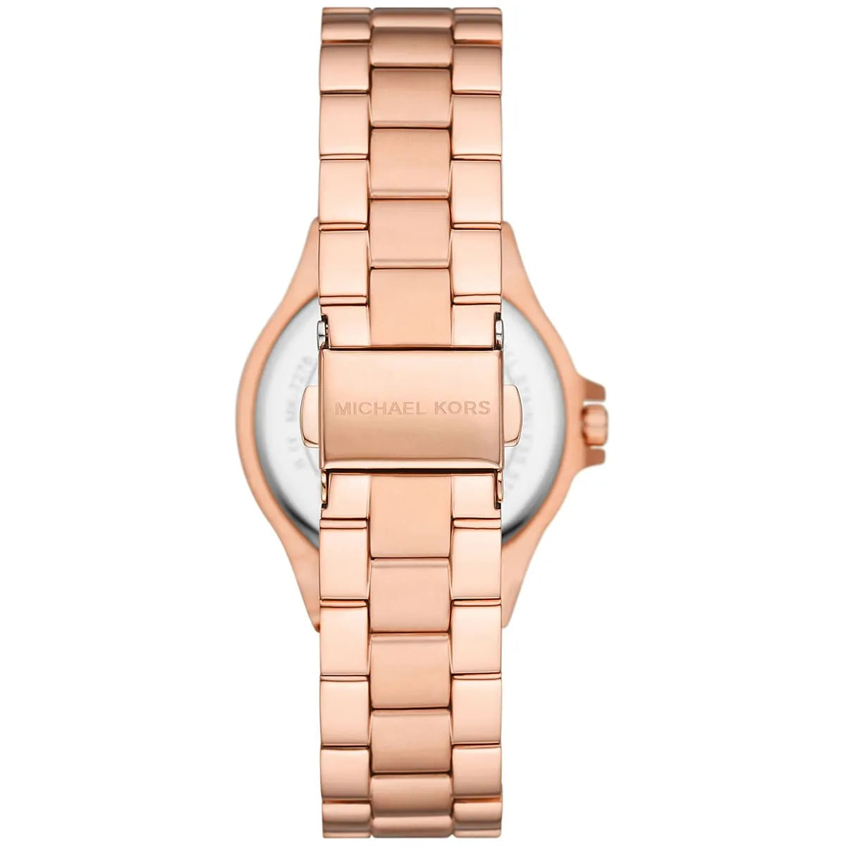 Michael Kors Lennox MK7279 Rose Gold Watch with Crystal Bezel and Silver Dial