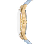 Michael Kors Tibby MK2965 Gold Watch with Light Blue MK Logo Strap