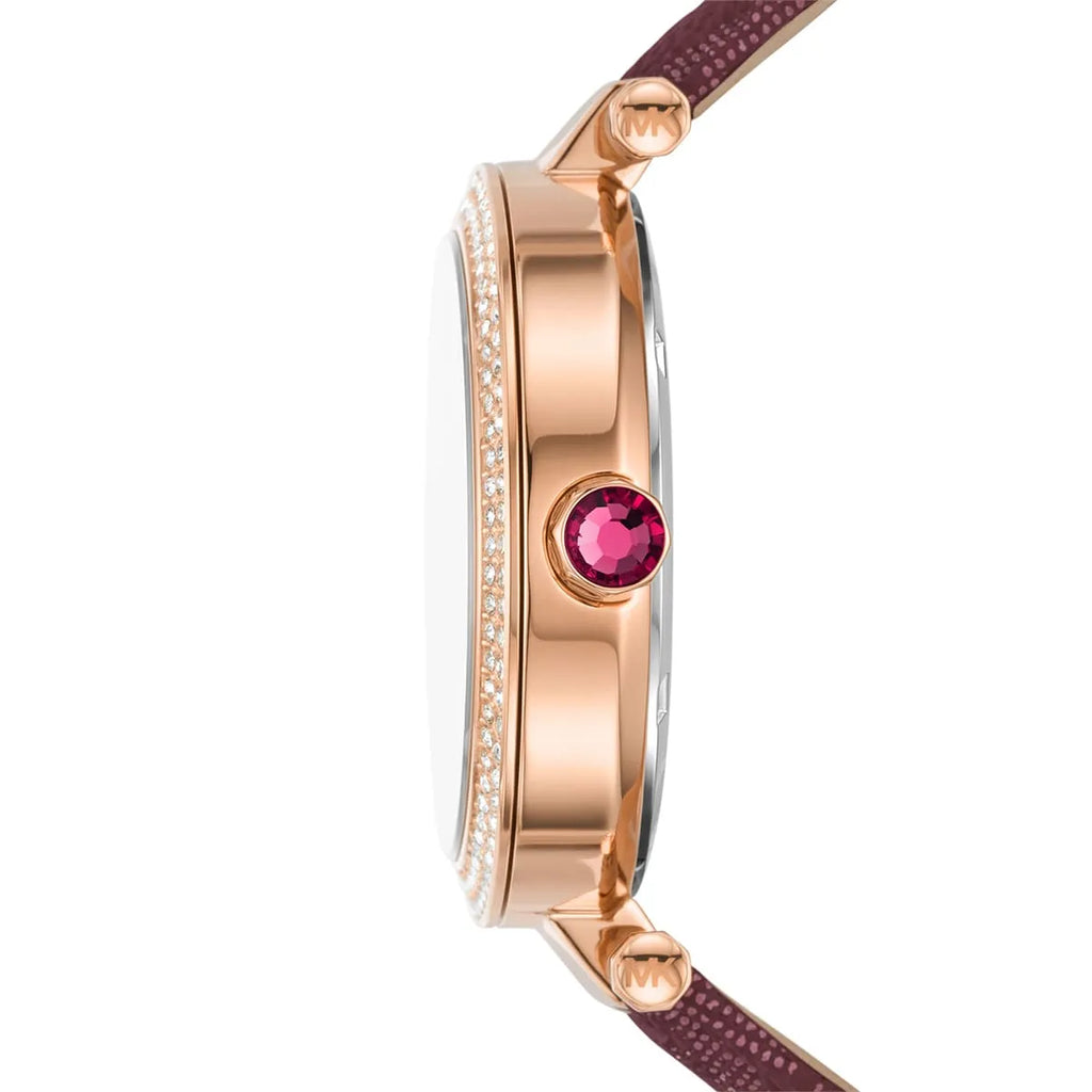 Michael Kors Parker MK2974 Rose Gold Watch with Burgundy Genuine Leather Strap