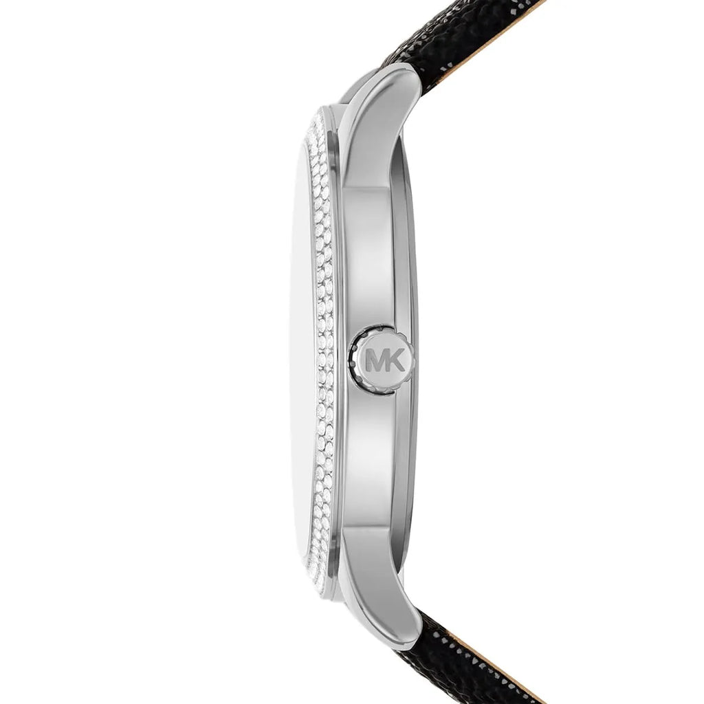 Michael Kors Tibby MK2976 Silver-Tone Watch with Black MK Logo Strap