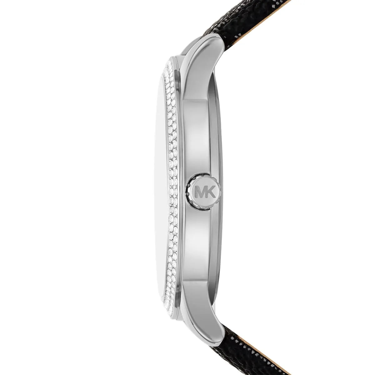 Michael Kors Tibby MK2976 Silver-Tone Watch with Black MK Logo Strap