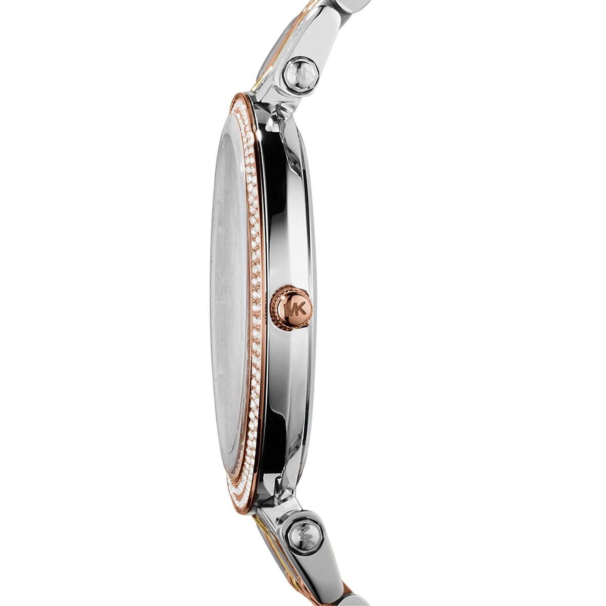 Michael Kors Darci MK3203 Tri-Tone Watch with Crystal Bezel and Silver Dial