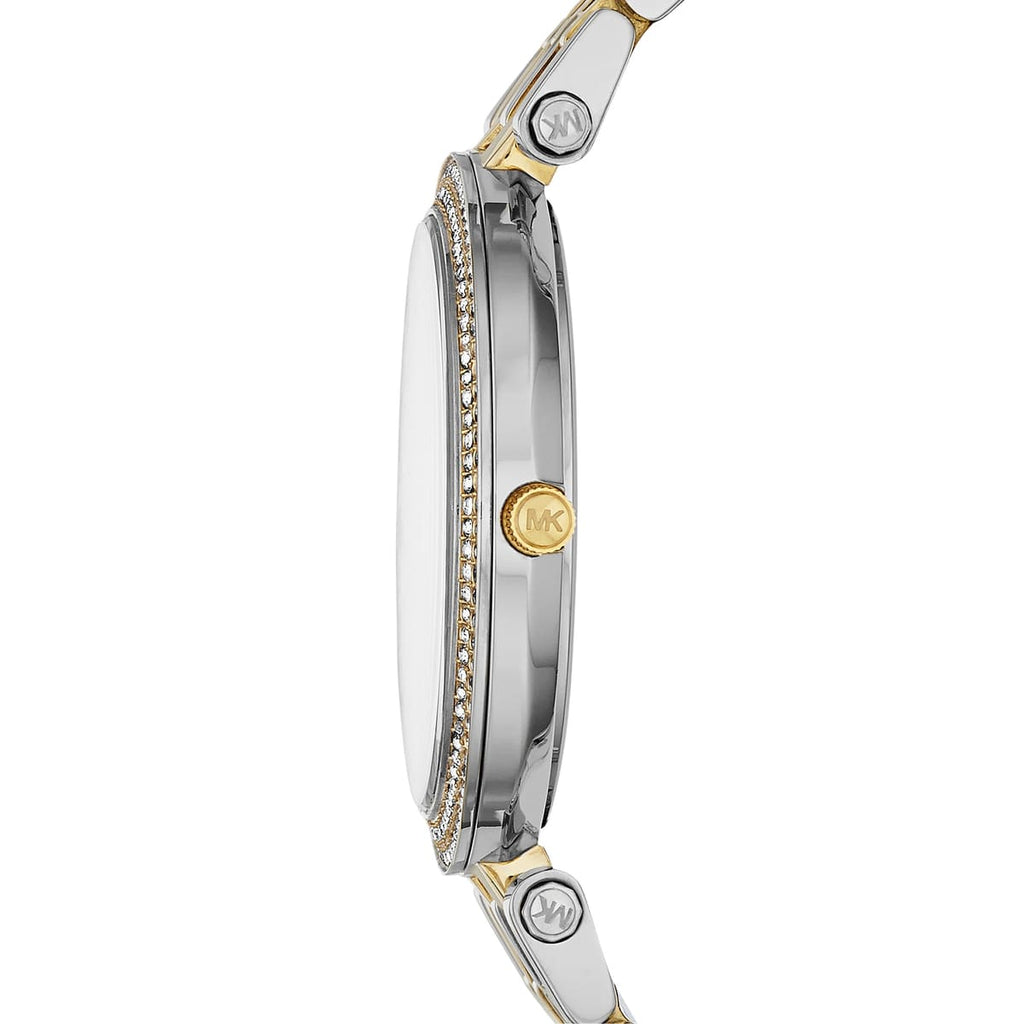 Michael Kors Darci MK3215 Two-Tone Watch with Silver Sunray Dial and Crystal Bezel