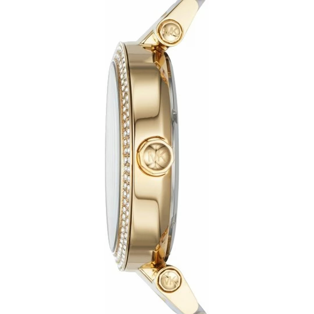 Michael Kors Parker MK6313 Gold-Tone Watch with White Acetate Links