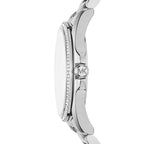Michael Kors Runway MK6554 Silver Watch with Crystal Encrusted MK Logo Dial