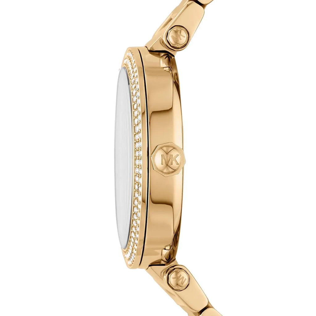 Michael Kors Parker MK6659 Gold-Tone Watch with Crystal Pave MK Logo Dial