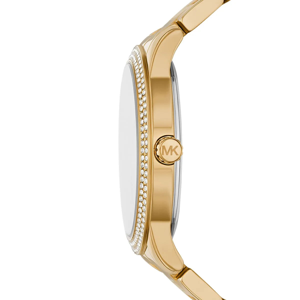 Michael Kors Tibby MK6879 Gold-Tone Watch with Crystal Bezel and MK Logo Dial
