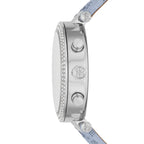 Michael Kors Parker MK6936 Silver Watch with Light Blue Genuine Leather Strap