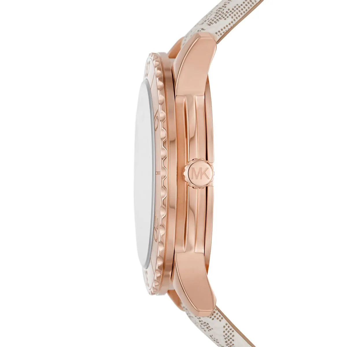 Michael Kors Runway MK6980 Rose Gold Watch with White MK Logo Strap
