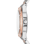 Michael Kors Lennox MK6989 Two-Tone Watch with Crystal Bezel and Silver Dial
