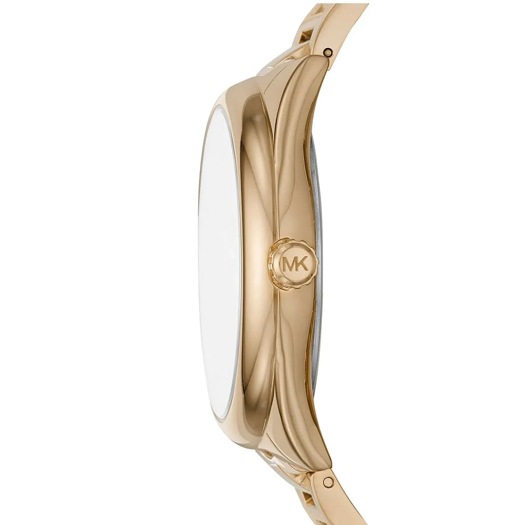 Michael Kors Runway MK7088 Gold-Tone Watch with Oversized MK Logo Dial