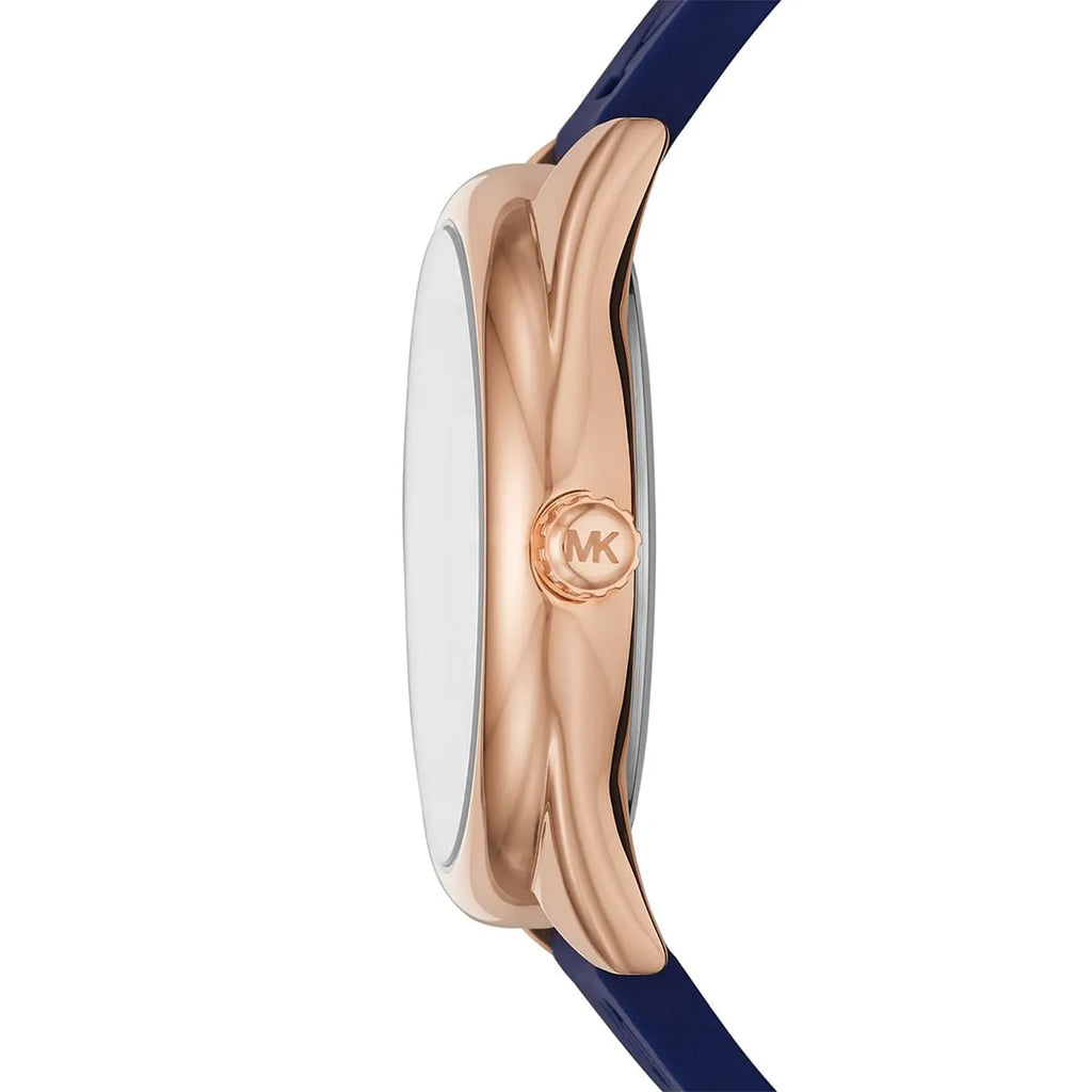 Michael Kors Janelle MK7140 Rose Gold Watch with Navy Blue Silicone Strap