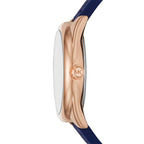 Michael Kors Janelle MK7140 Rose Gold Watch with Navy Blue Silicone Strap