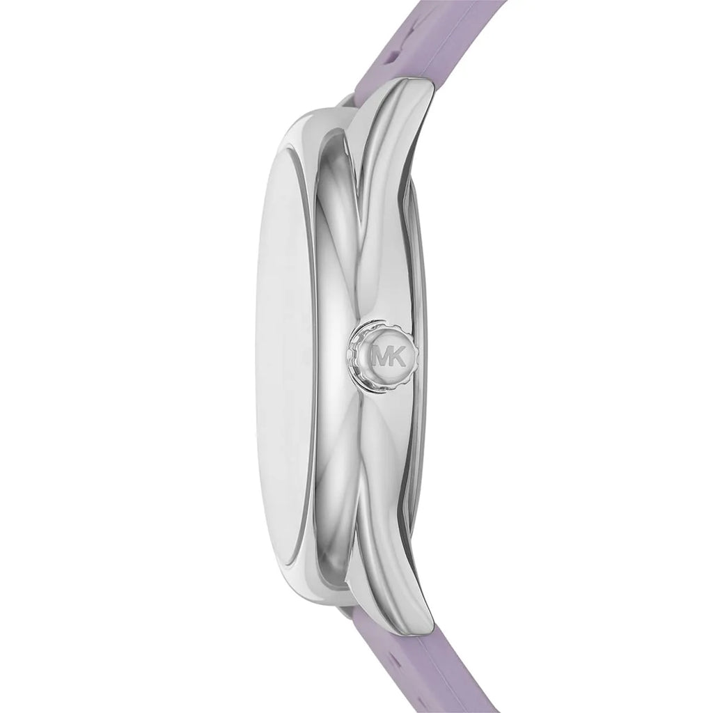Michael Kors Janelle MK7143 Silver Watch with Purple Silicone Strap
