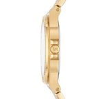 Michael Kors Lennox MK7278 Gold-Tone Watch with Crystal Bezel and Silver Dial