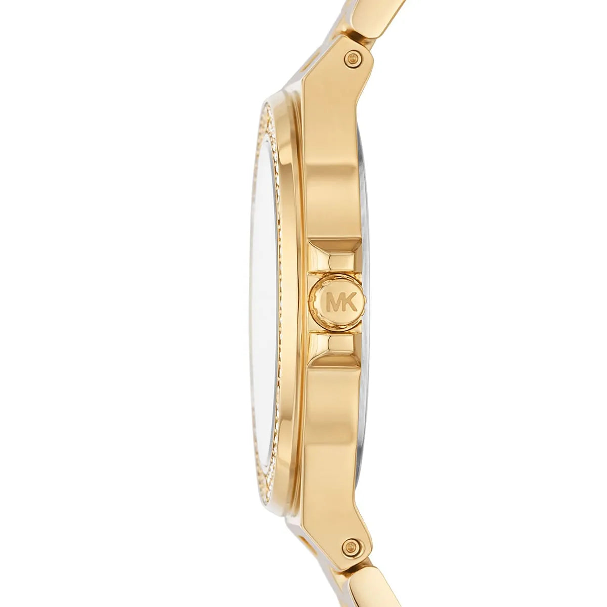 Michael Kors Lennox MK7278 Gold-Tone Watch with Crystal Bezel and Silver Dial