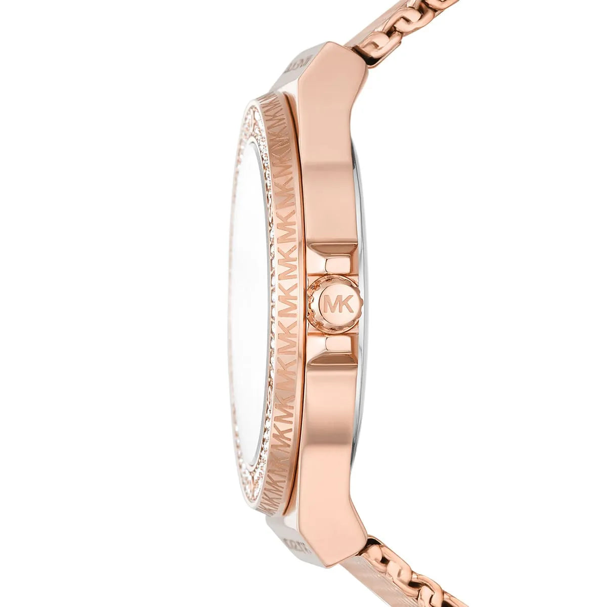 Michael Kors Lennox MK7336 Rose Gold-Tone Watch with Mesh Bracelet and Crystal Bezel