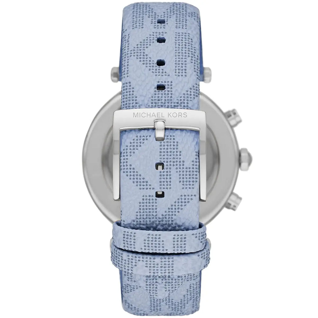 Michael Kors Parker MK6936 Silver Watch with Light Blue Genuine Leather Strap