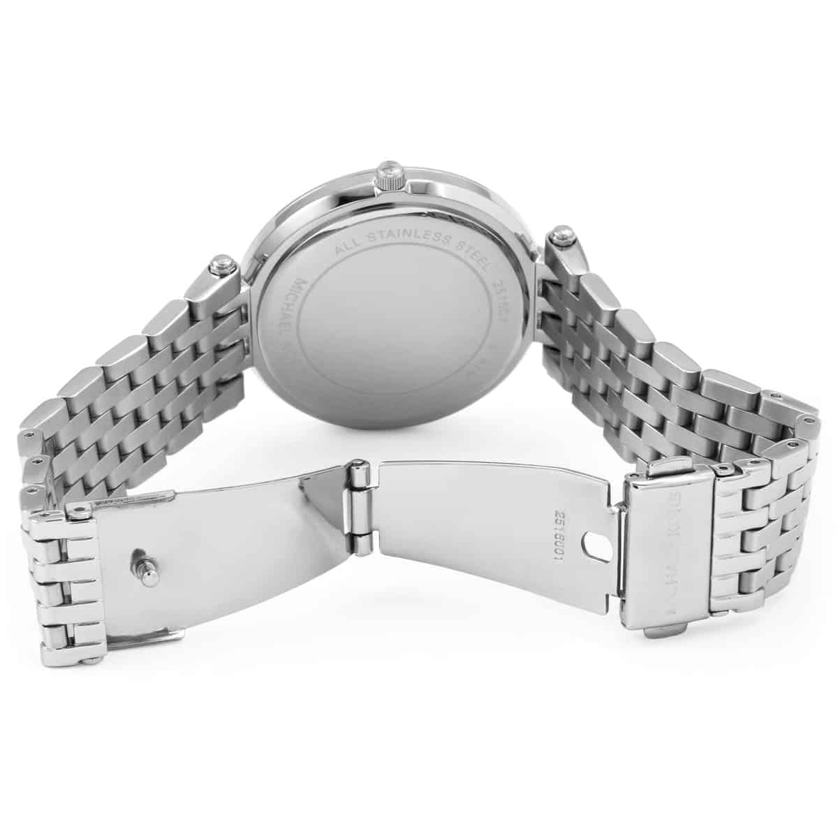 Michael Kors Darci MK3190 Silver-Tone Watch with Crystal Bezel and Silver Dial
