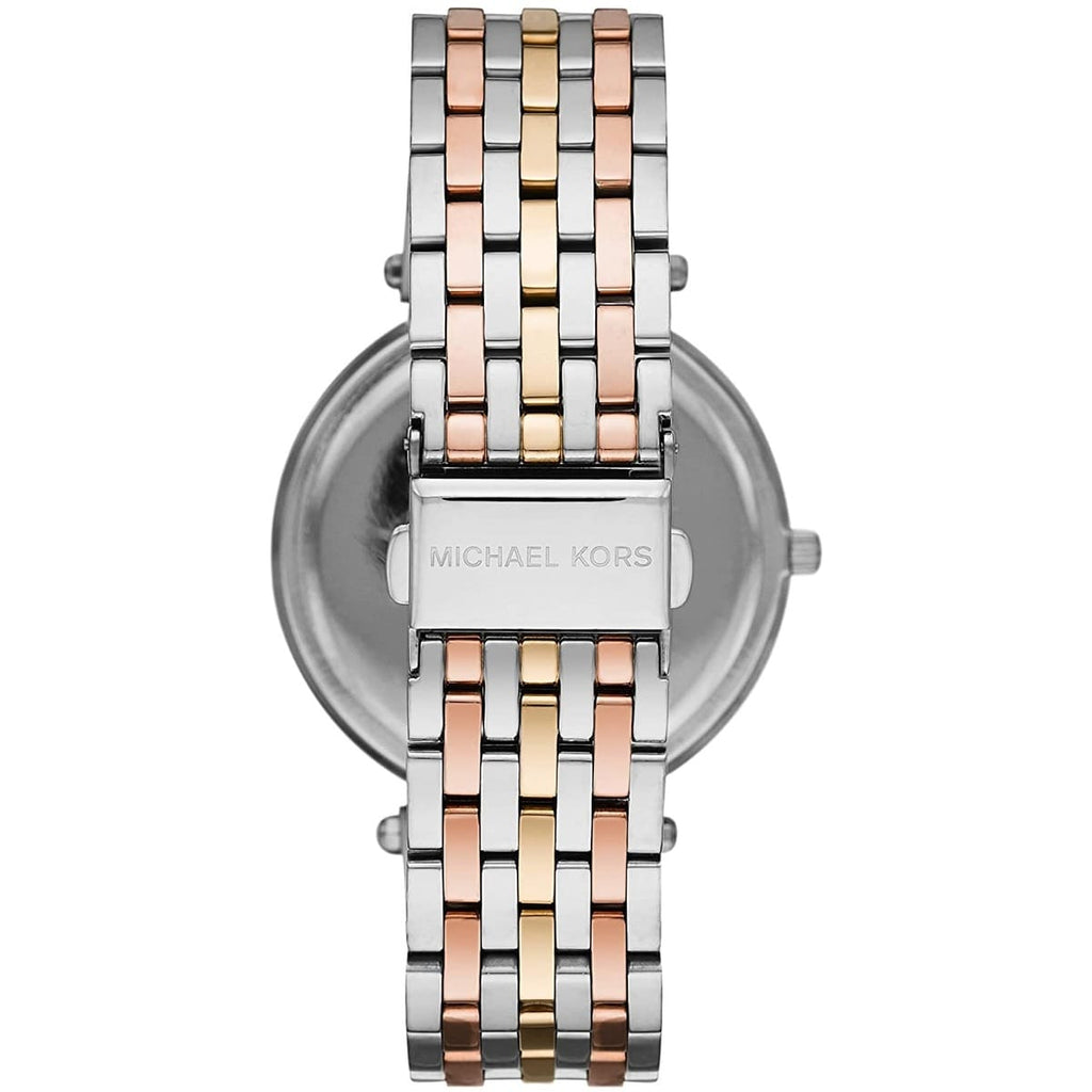 Michael Kors Darci MK3203 Tri-Tone Watch with Crystal Bezel and Silver Dial
