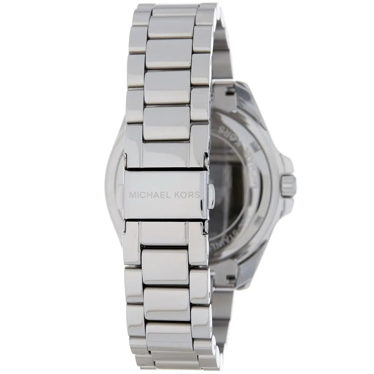 Michael Kors Runway MK6554 Silver Watch with Crystal Encrusted MK Logo Dial