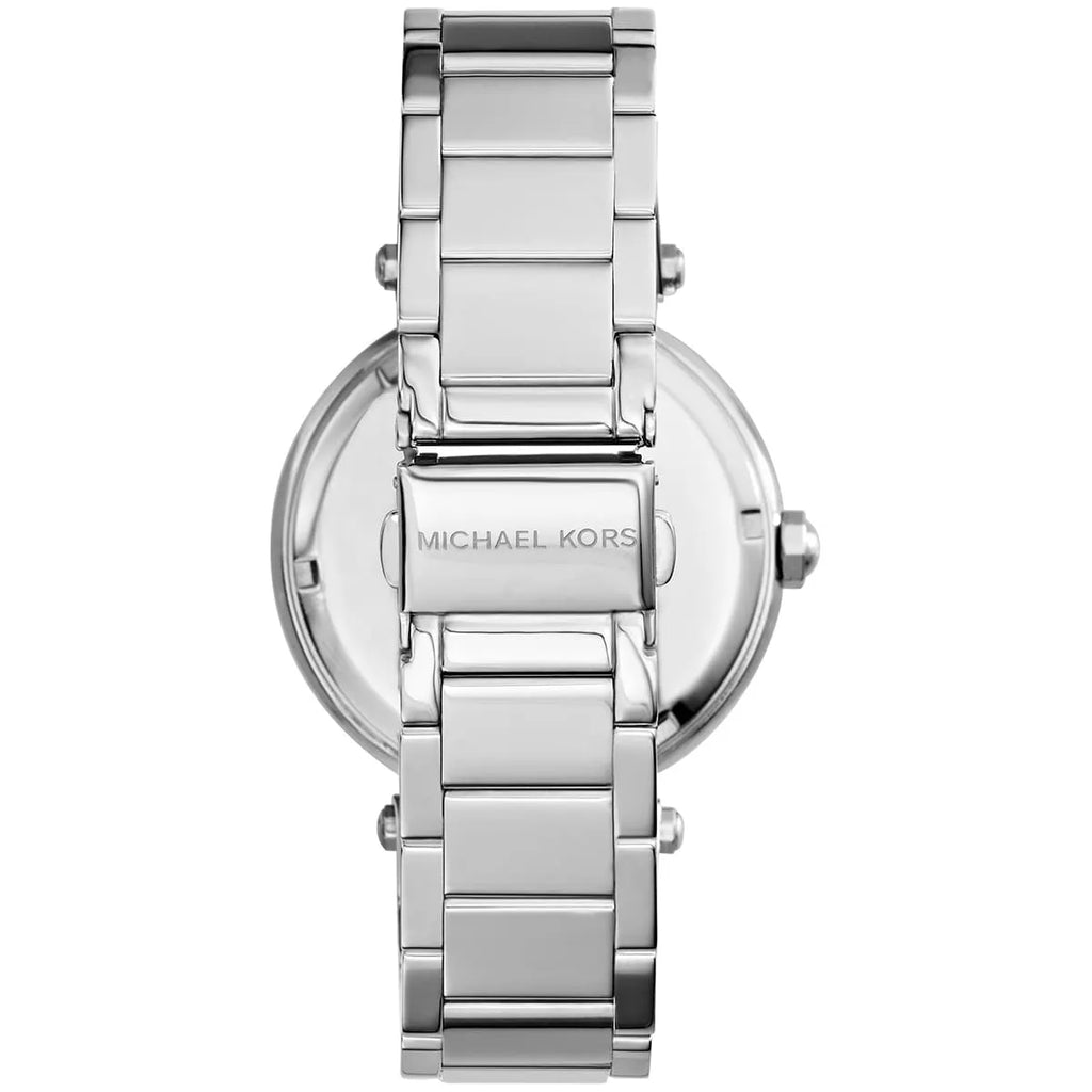 Michael Kors Parker MK5925 Silver Watch with Pavé Crystal MK Logo Dial