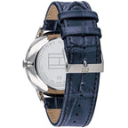 Tommy Hilfiger Brad 1710387 Silver Case Navy Blue Leather Strap Men's Watch