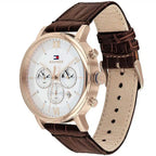 Tommy Hilfiger Evan 1710394 Rose Gold Case Cream Dial Brown Leather Men's Watch