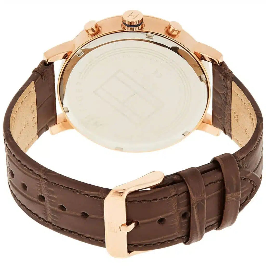Tommy Hilfiger Evan 1710394 Rose Gold Case Cream Dial Brown Leather Men's Watch