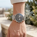 Tommy Hilfiger Evan 1710396 Silver Mesh Gunmetal Gray Dial Men's Watch