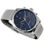 Tommy Hilfiger Sawyer 1710420 Silver Case Blue Dial Silver Mesh Men's Watch