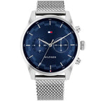 Tommy Hilfiger Sawyer 1710420 Silver Case Blue Dial Silver Mesh Men's Watch
