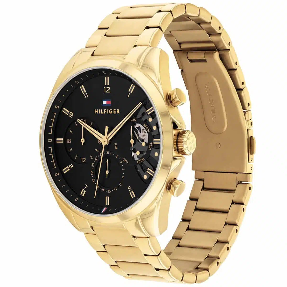Tommy Hilfiger Damon 1710447 Multi-Function Black Dial Men's Gold-Tone Watch