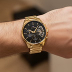 Tommy Hilfiger Damon 1710447 Multi-Function Black Dial Men's Gold-Tone Watch
