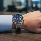 Tommy Hilfiger Baker 1710448 Silver Case Blue Dial Skeleton Detail Men's Watch