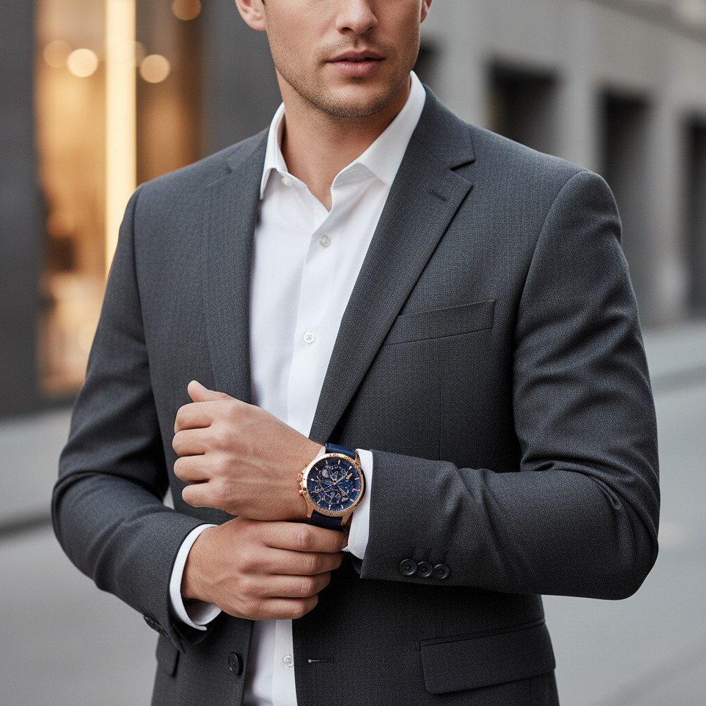Tommy Hilfiger Henry 1710475 Rose Gold Case Blue Semi-Skeleton Dial Blue Leather Men's Watch