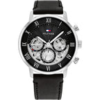 Tommy Hilfiger Legend 1710565 Black Leather Strap Skeleton Dial Men's Watch