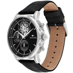 Tommy Hilfiger Stewart 1710605 Black Leather Strap Semi-Skeleton Men's Watch