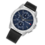 Tommy Hilfiger Larsen 1710619 Multi-Function Blue Dial Men's Black Leather Watch