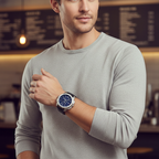 Tommy Hilfiger Larsen 1710619 Multi-Function Blue Dial Men's Black Leather Watch