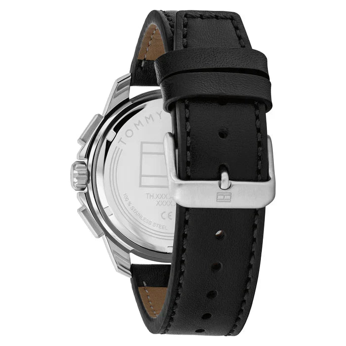 Tommy Hilfiger Larsen 1710619 Multi-Function Blue Dial Men's Black Leather Watch