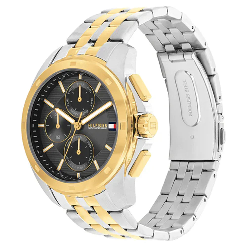 Tommy Hilfiger Walker 1710621 Multi-Function Black Dial Men's Two-Tone Watch