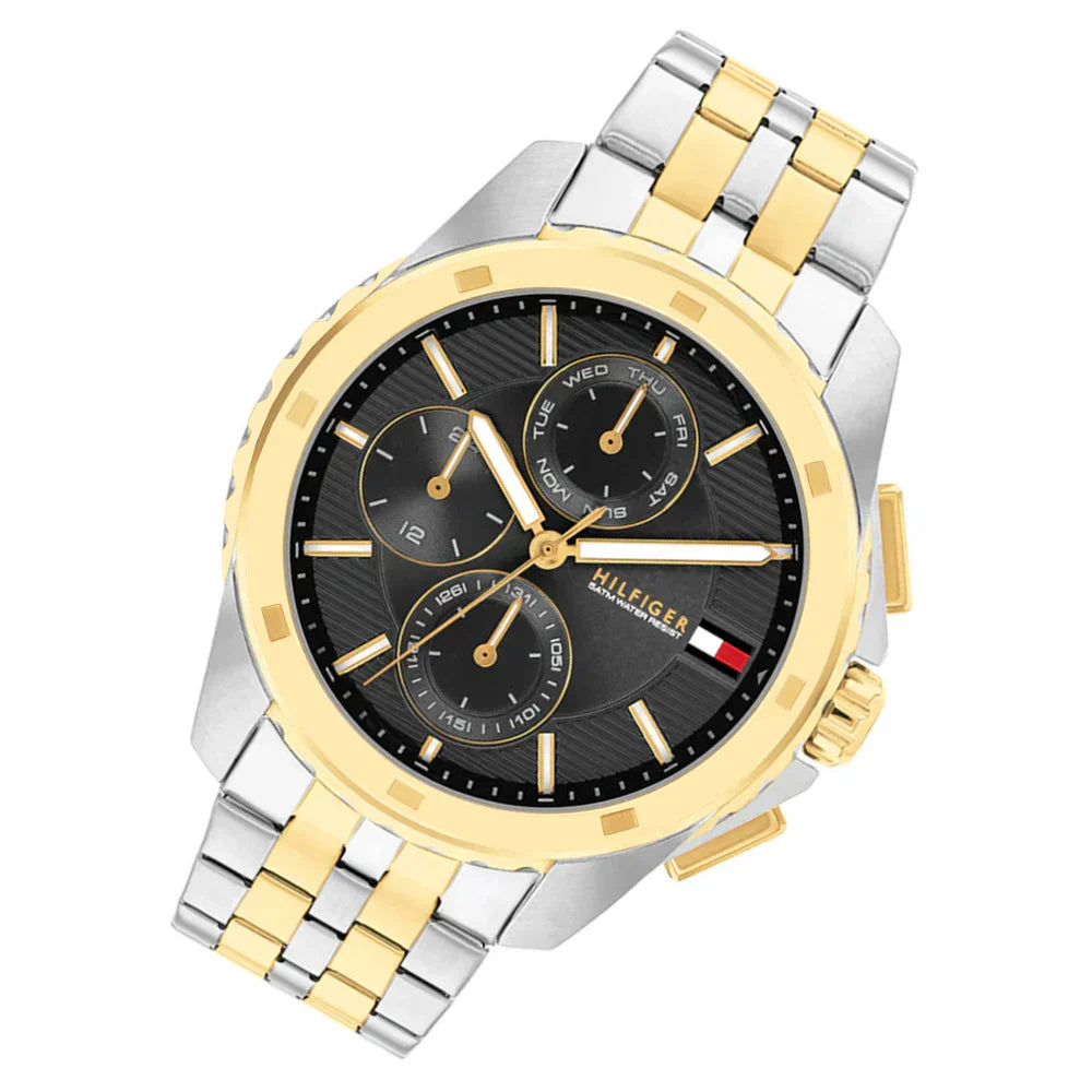 Tommy Hilfiger Walker 1710621 Multi-Function Black Dial Men's Two-Tone Watch