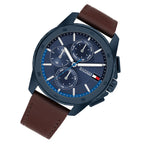 Tommy Hilfiger Larsen 171063 Multi-Function Blue Dial Men's Brown Leather Watch