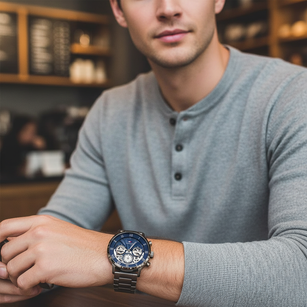 Tommy Hilfiger Legend 1710707 Gunmetal Steel Navy Skeleton Dial Men's Watch
