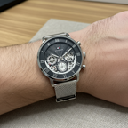 Tommy Hilfiger Owen 1710708 Silver Mesh Skeleton Dial Men's Watch