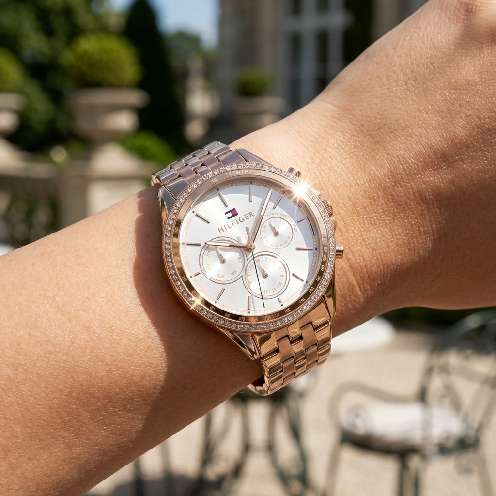 Tommy Hilfiger Ari 1781978 Rose Gold-Tone Crystal Bezel Women's Watch