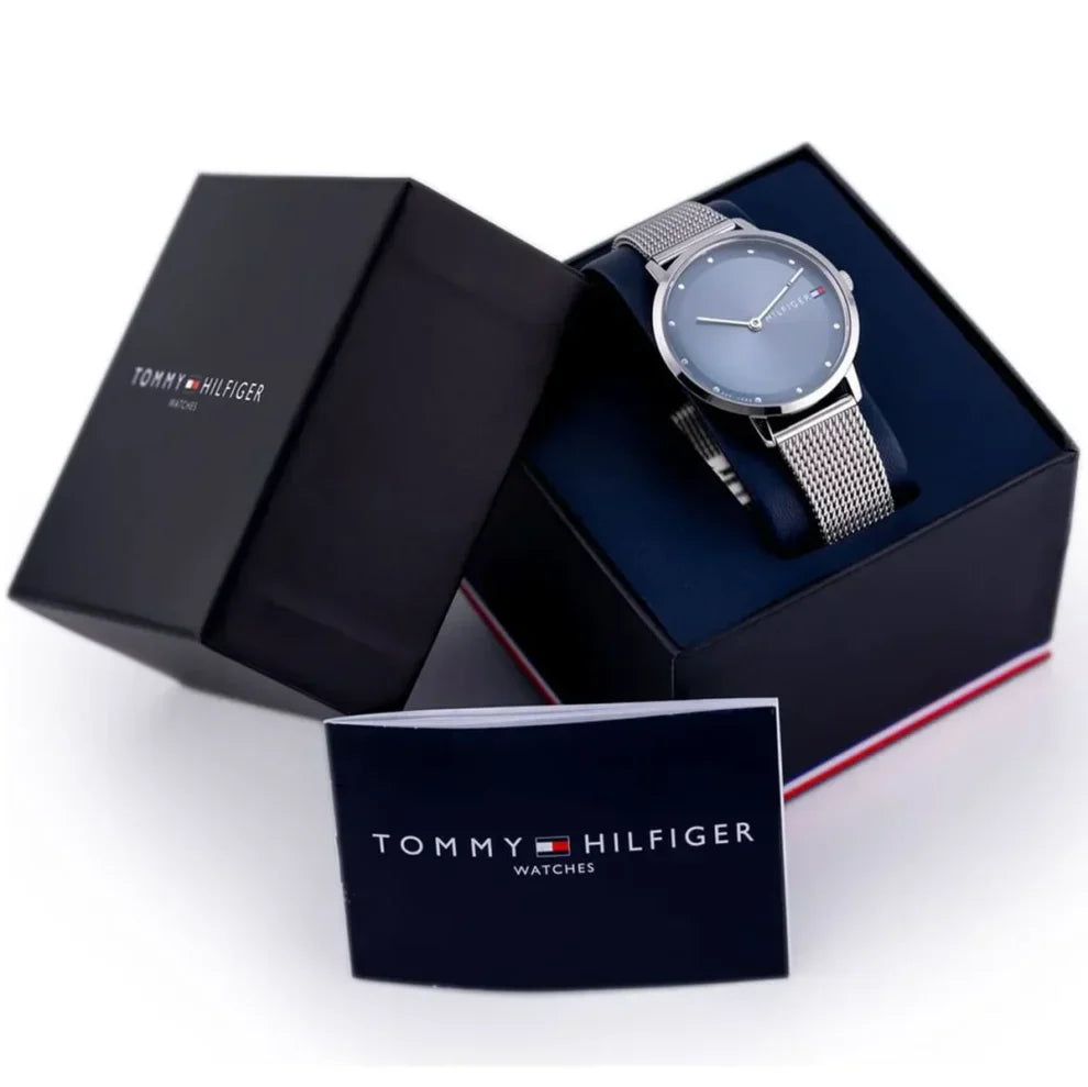 Tommy Hilfiger Pippa 1782149 Silver Case Navy Blue Dial Mesh Women's Watch
