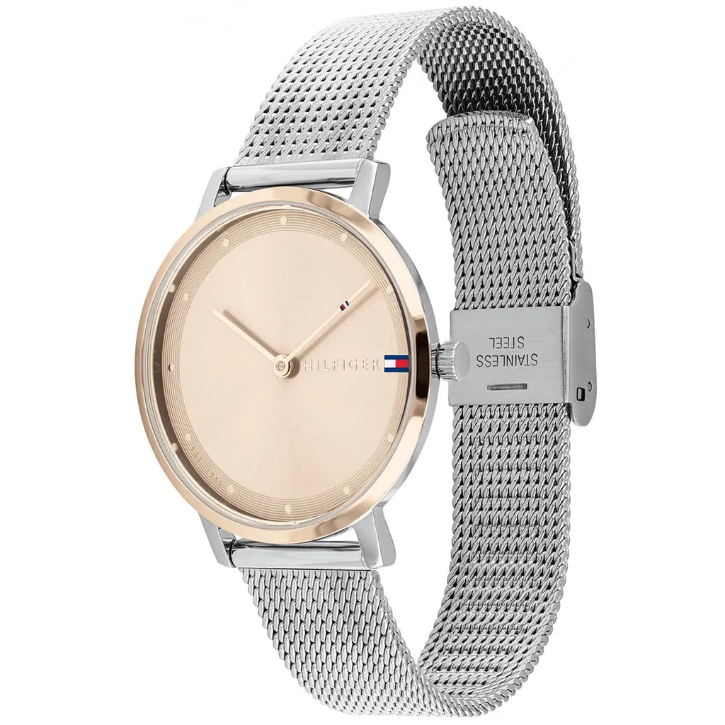Tommy Hilfiger Pippa 1782151 Silver Case Rose Gold Dial Silver Mesh Women's Watch